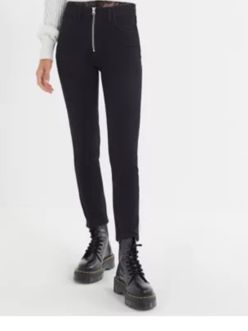 Agolde Nico exposed zipper black denim jeans
